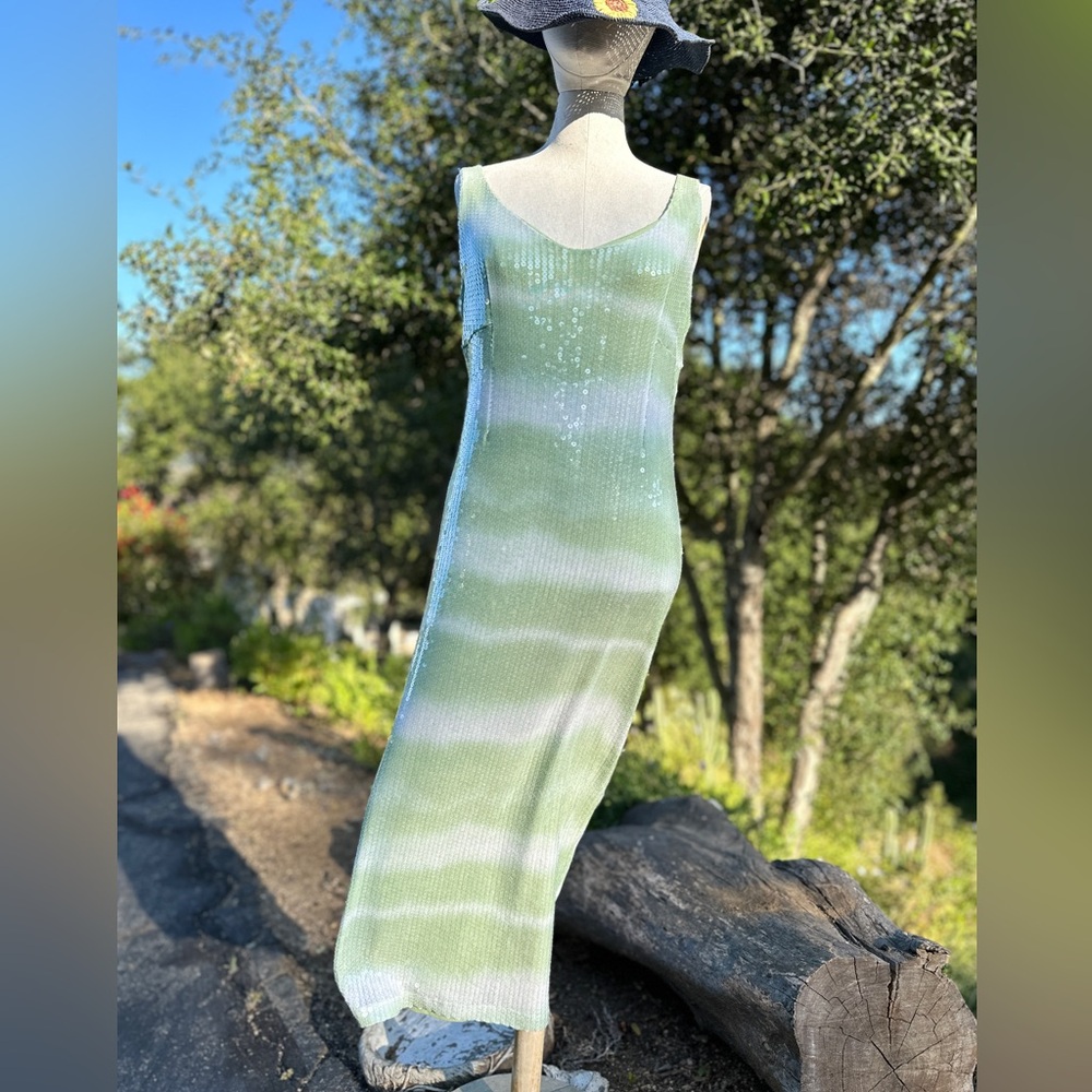 New Caroline Constas Mint Ombre Sequin V-Neck Sleeveless Midi Dress NWT - Picture 5 of 14